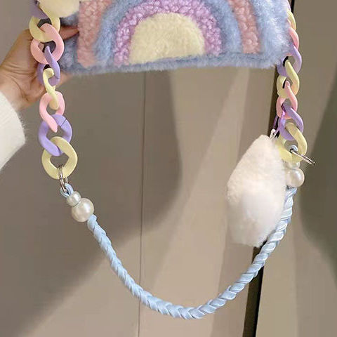 Women's Rainbow Plush Bag Messenger