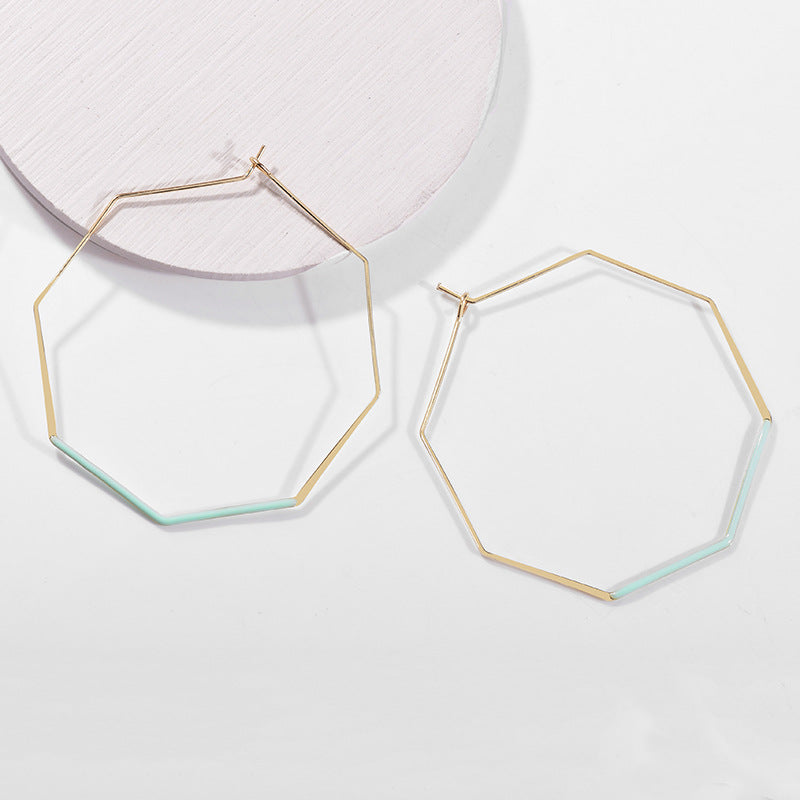 Dripping Oil Copper Earrings All-match Octagonal Earring Women