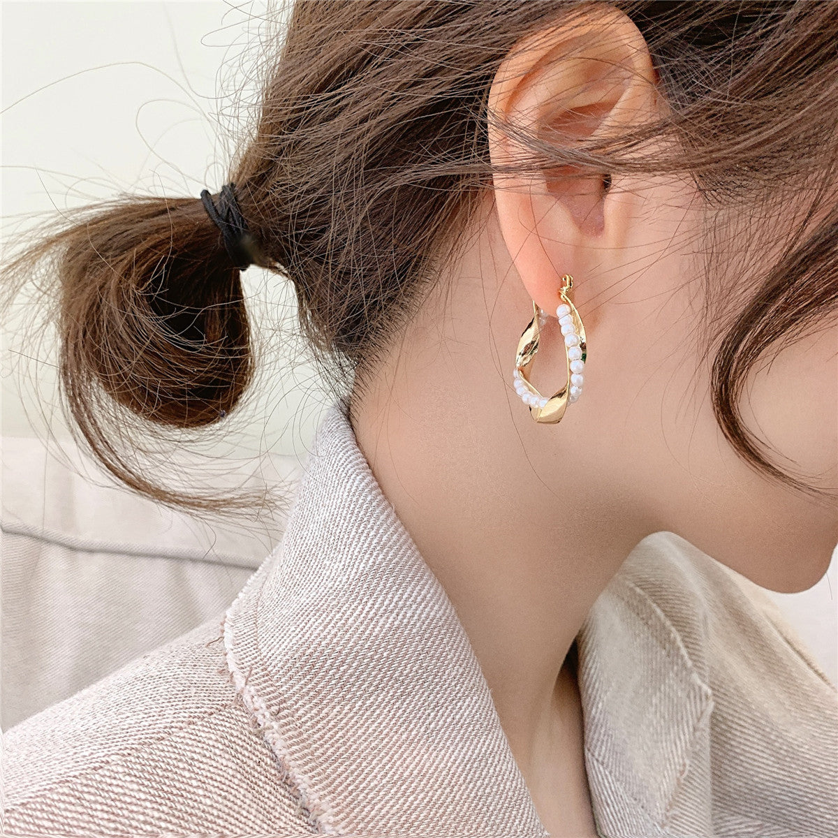 Bright gold earrings women fashion earrings