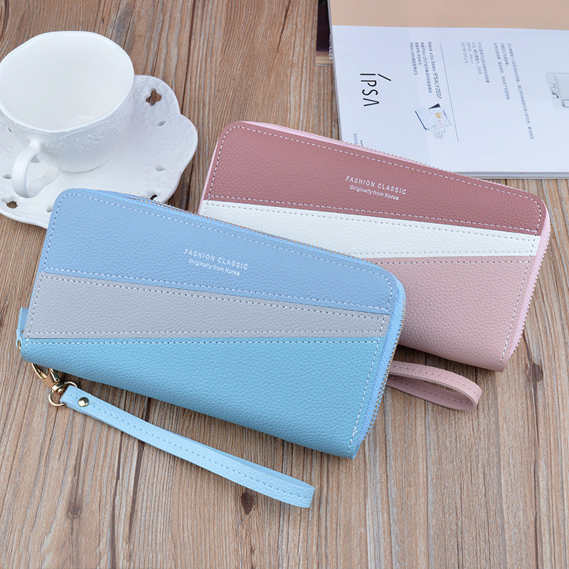 Double zipper wallet ladies long style hand bag