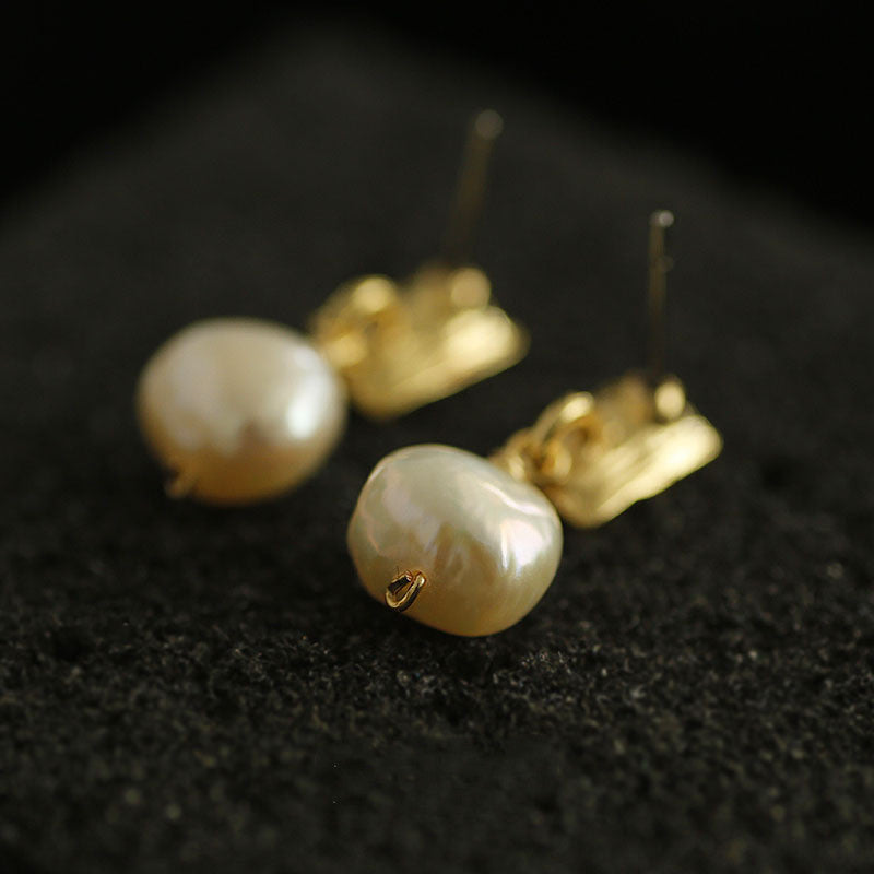 Baroque Pearl Stud Earrings Women