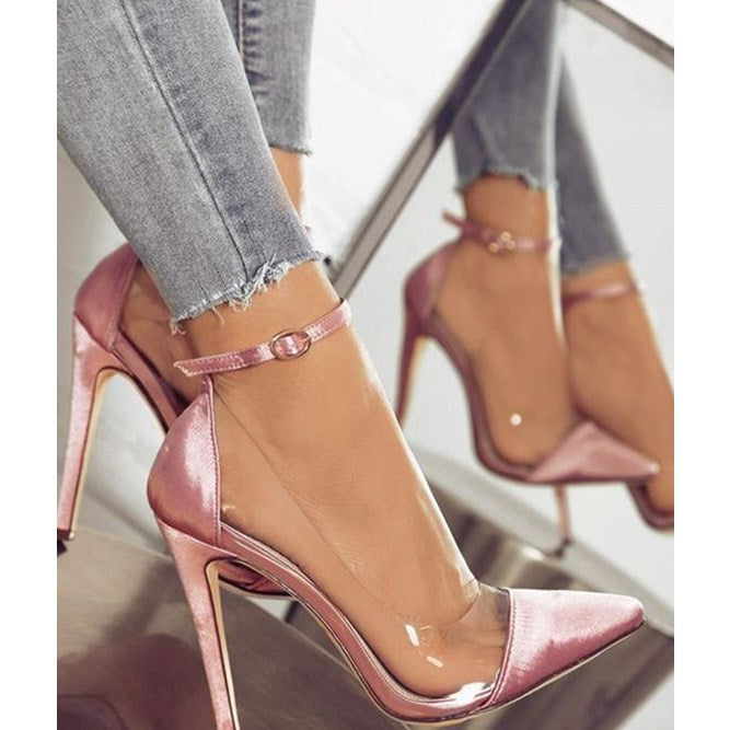 Cotton sandal  toe Strap shoes high heels