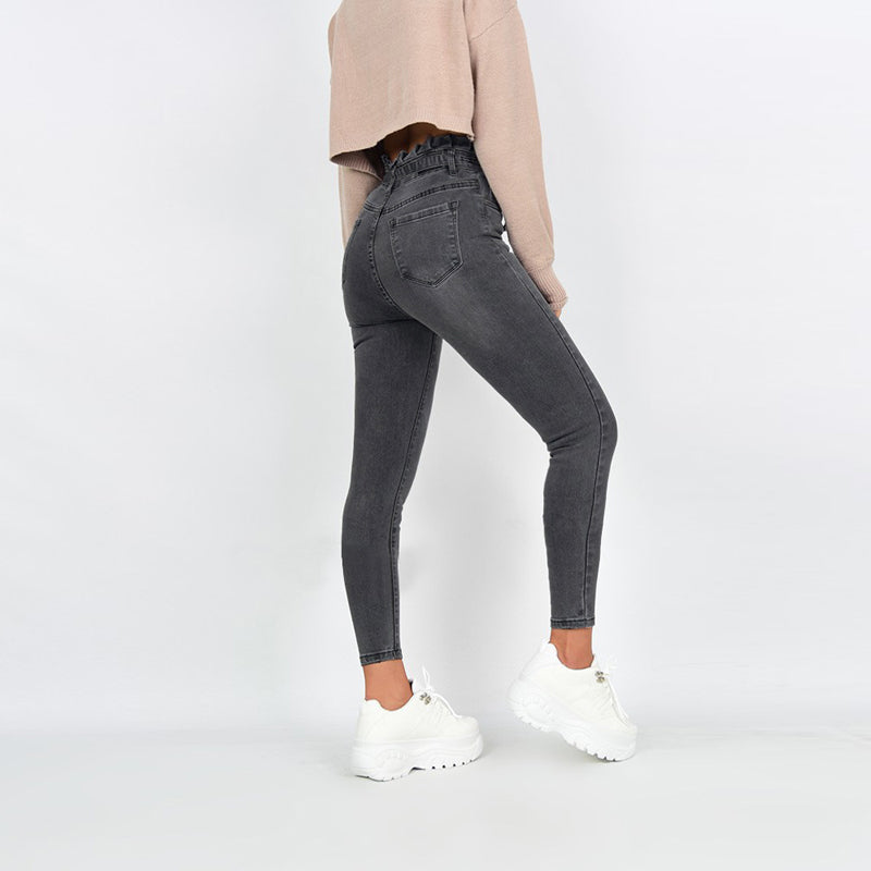 Bud high-rise belted solid color jeans