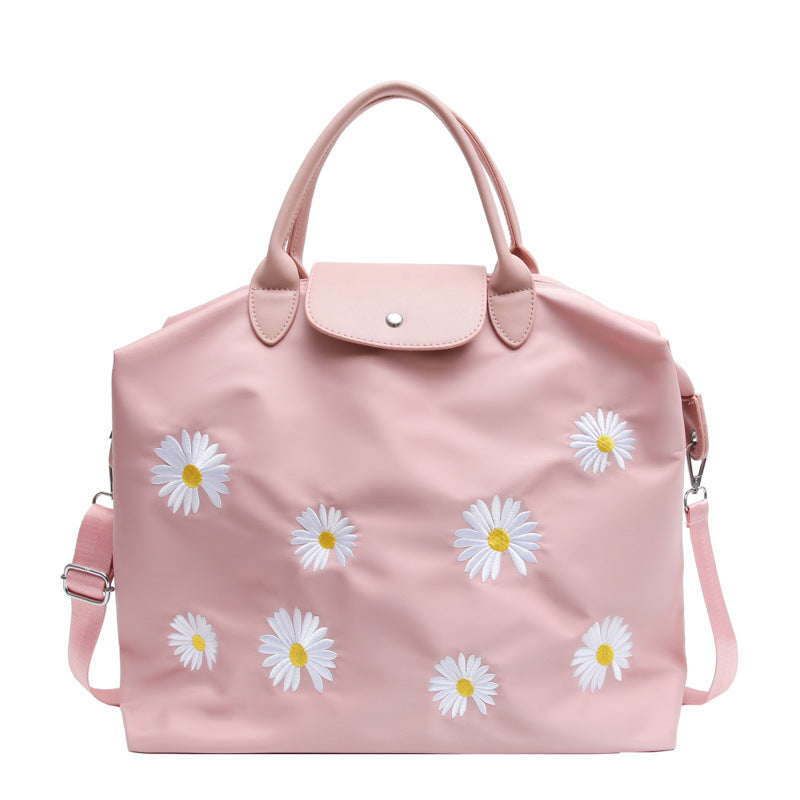 Embroidered small daisy portable large capacity bag