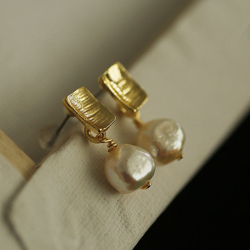 Baroque Pearl Stud Earrings Women