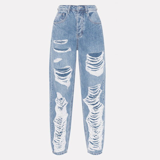 Women’s Light Blue High-Waisted Feet Pants