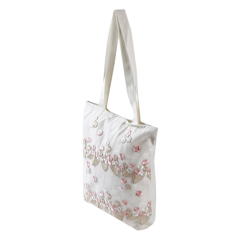 Women's Embroidered Lace Canvas Bag Preppy Style