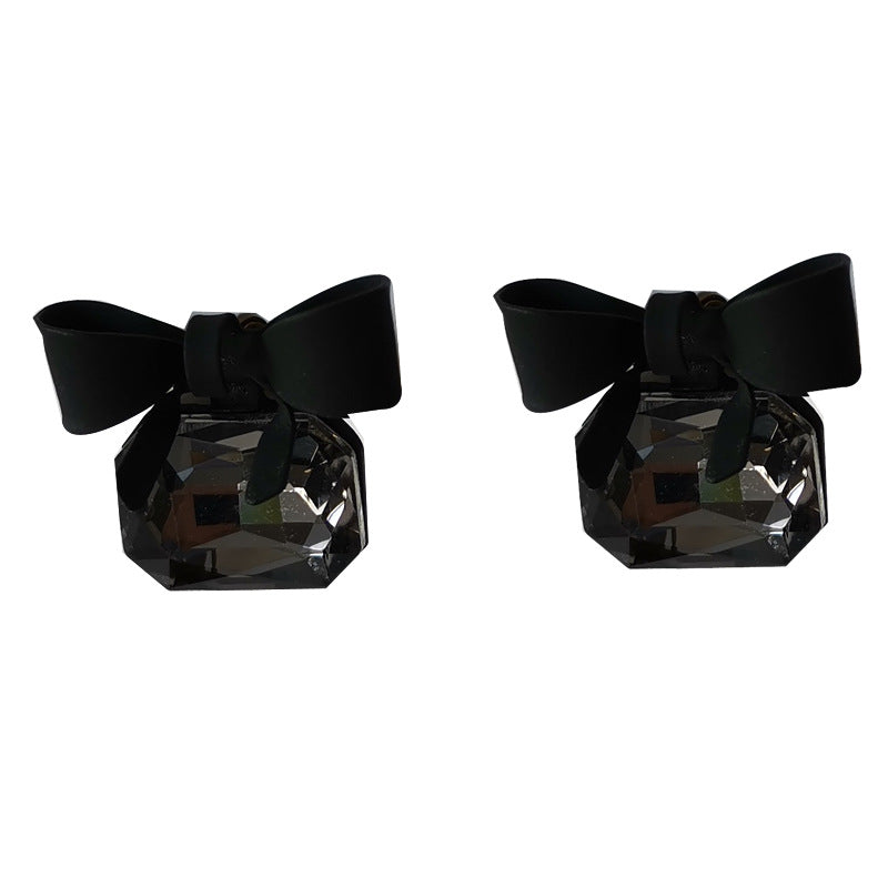 Black Earrings Personalized Matte Bow Earrings Niche Short Earrings Women