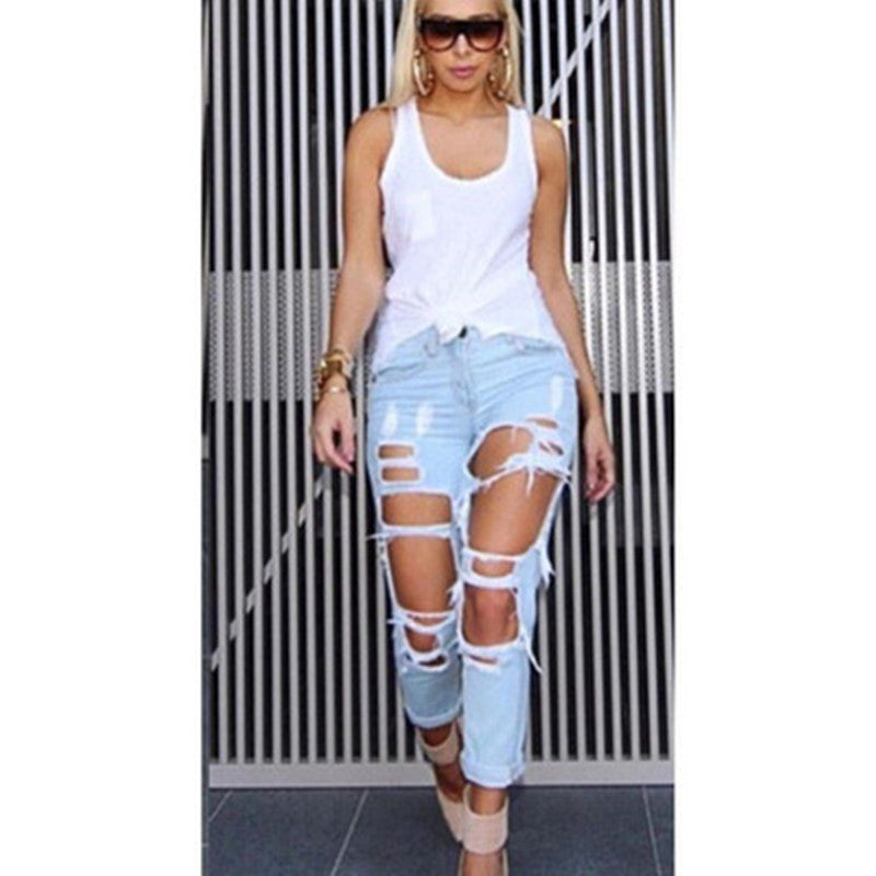 Women Ripped Jeans femme Plus Size Casual Denim Pants