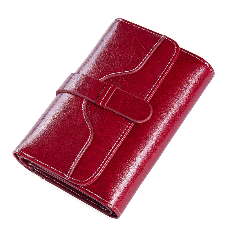 Buckle Vintage Oil Wax Leather Small Coin Wallet