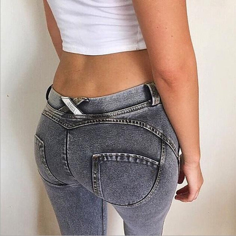 All-Match Slim Slimming Hips Fake Pocket Leggings Smoky Gray Foot Pants