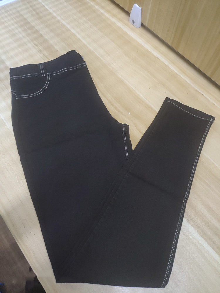 All-Match Slim Slimming Hips Fake Pocket Leggings Smoky Gray Foot Pants