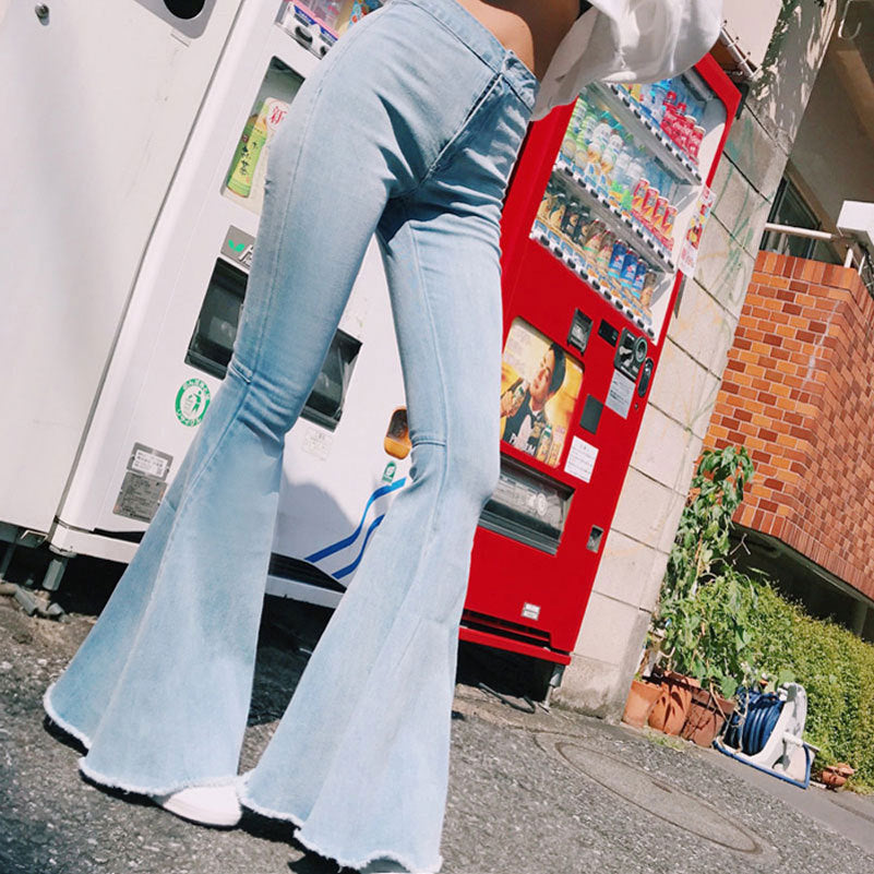 Autumn Slim Stretch Denim Jeans Pants Korean Casual Female Trousers Deep Blue