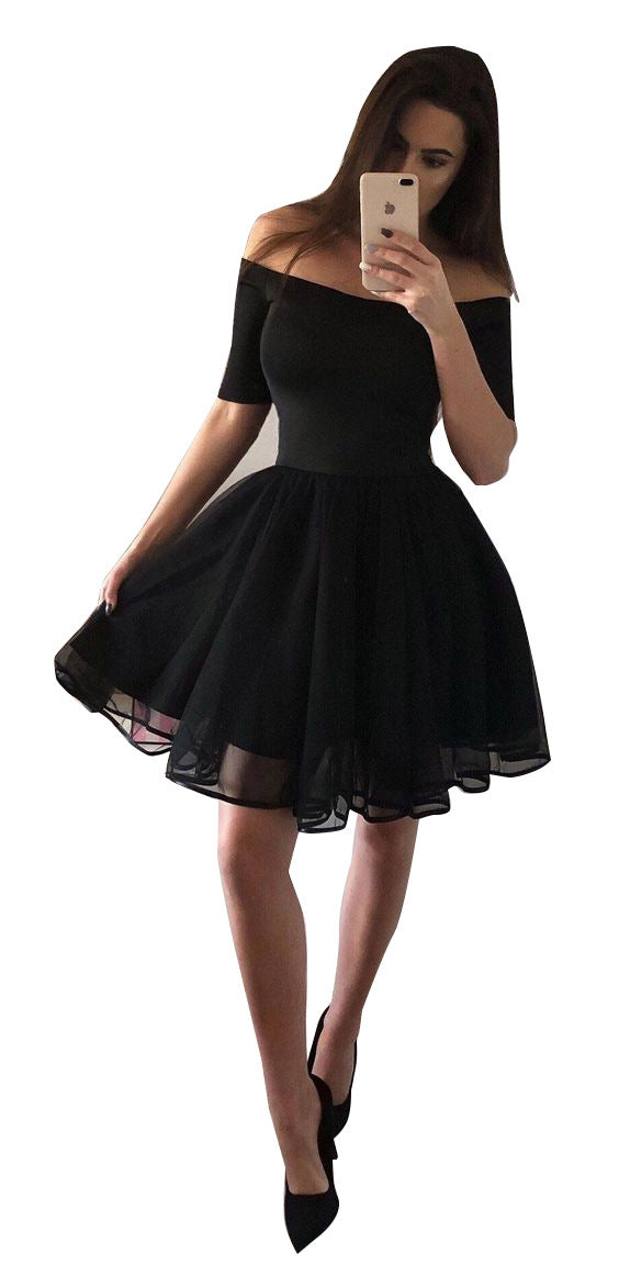 Women'S Dress Sexy One-Shoulder Sleeved Dress Mid Skirt