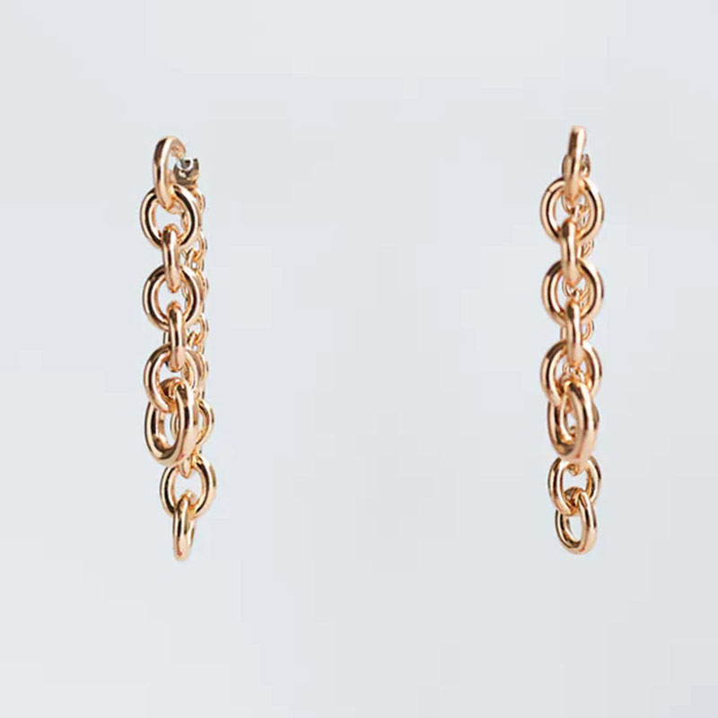 ZA Trendy Long Gold Metal Chain Drop Earrings For Women