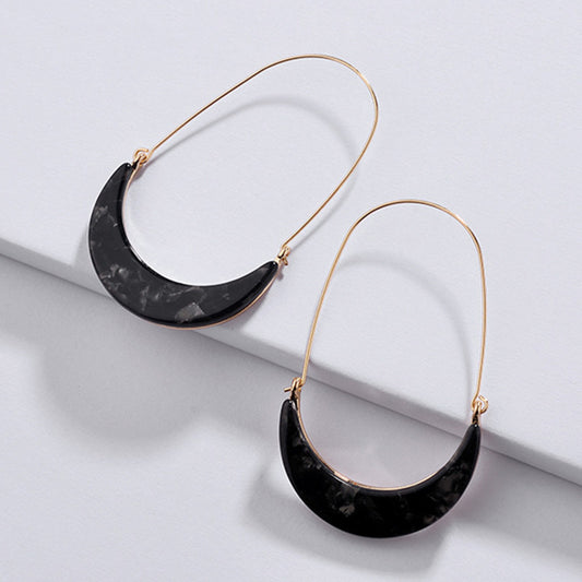 Fashion Korean Stylish Moon Shape Colorful Acetate Acrylic Earrings Big Hook Hoop Earrings for women