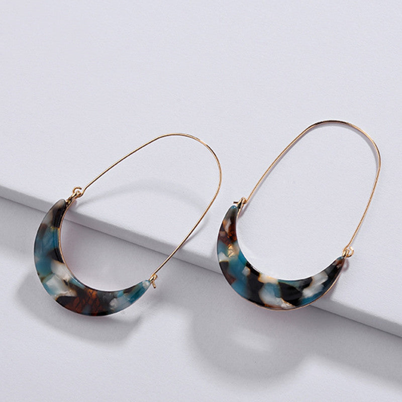 Fashion Korean Stylish Moon Shape Colorful Acetate Acrylic Earrings Big Hook Hoop Earrings for women