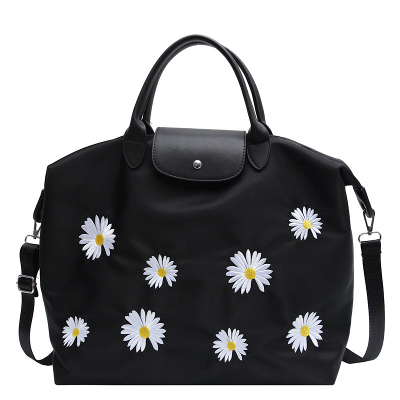 Embroidered small daisy portable large capacity bag