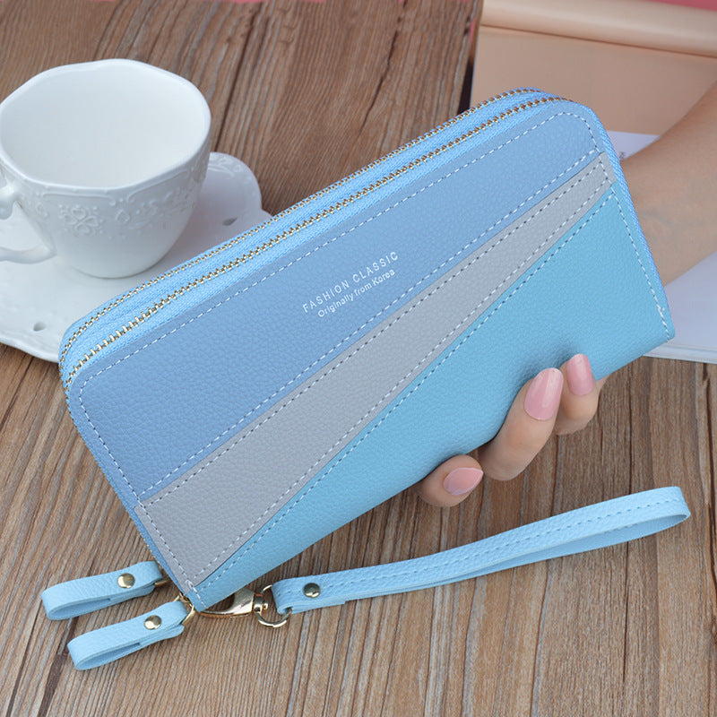 Double zipper wallet ladies long style hand bag