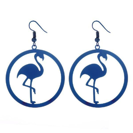 XY Fancy Newest Colorful Lovely Flamingo Bird Drop Long Earrings For Girls Cartoon Bijoux Metal Earrings for Women ZK30