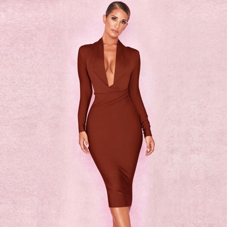 Deep V-neck sexy dress