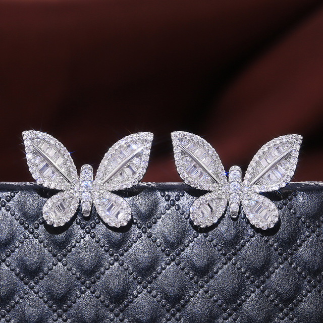 Butterfly earrings diamond earrings women