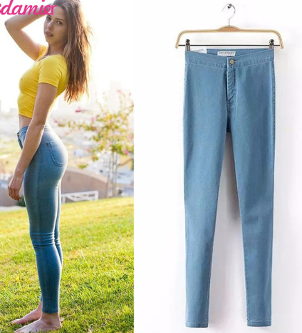 European and American women's stretch slim jeans women's slim feet pants pencil pants trousers