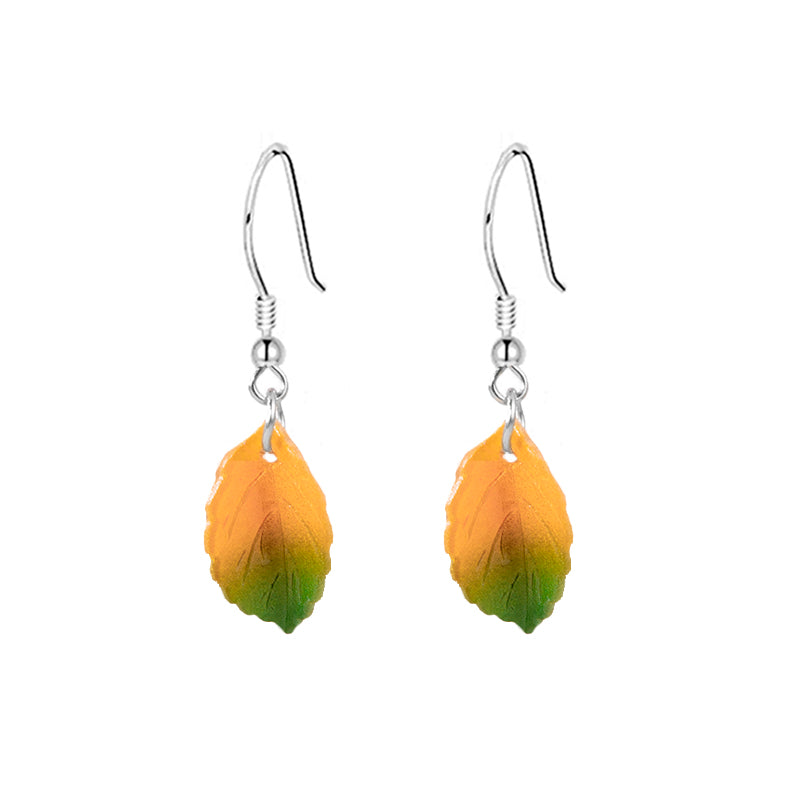 Boho Yellow Green Leaves Pendant Earrings For Women Girls Gifts