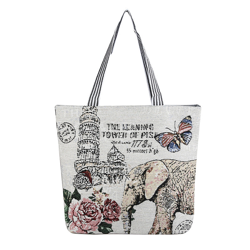 Cloth Bag Elephant Pattern Female Bag Shoulder Bag Shopping Bag