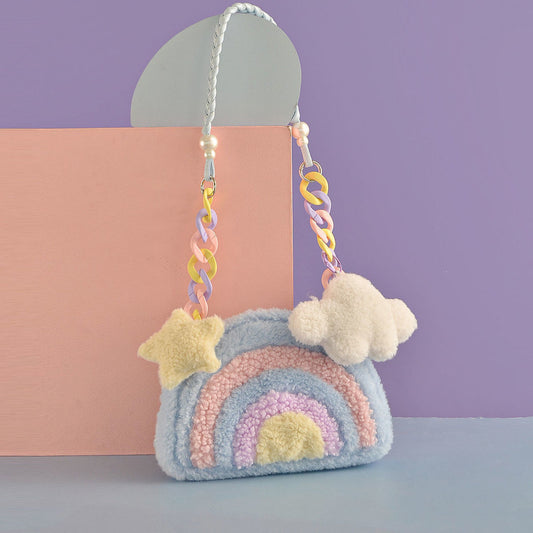 Women's Rainbow Plush Bag Messenger