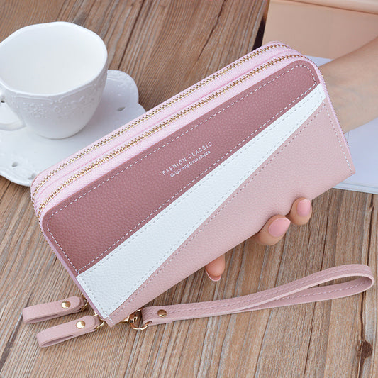 Double zipper wallet ladies long style hand bag