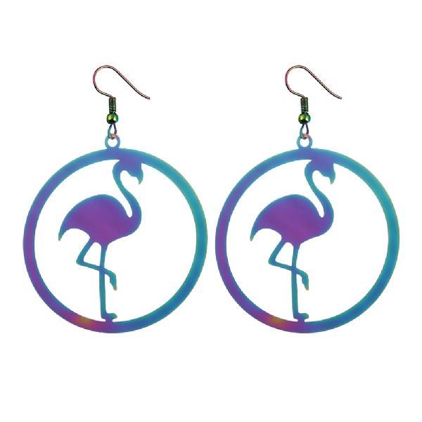 XY Fancy Newest Colorful Lovely Flamingo Bird Drop Long Earrings For Girls Cartoon Bijoux Metal Earrings for Women ZK30