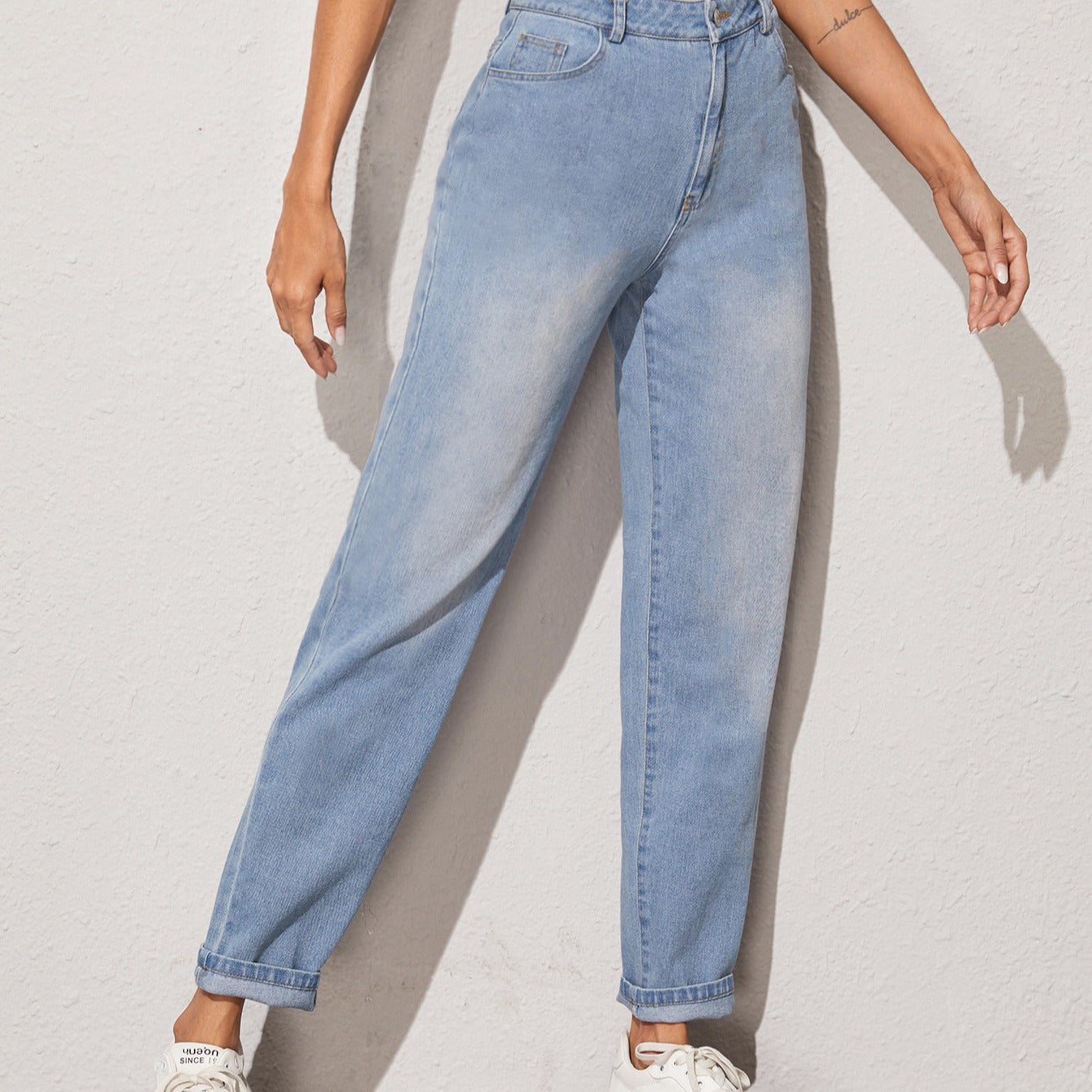 Women's European And American Ins Fashion Retro High-waisted Denim Straight Trousers