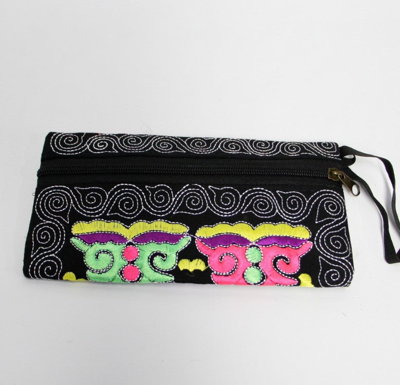 Women Ethnic Handmade Embroidered Wristlet Clutch Bag Vintage Purse Wallet