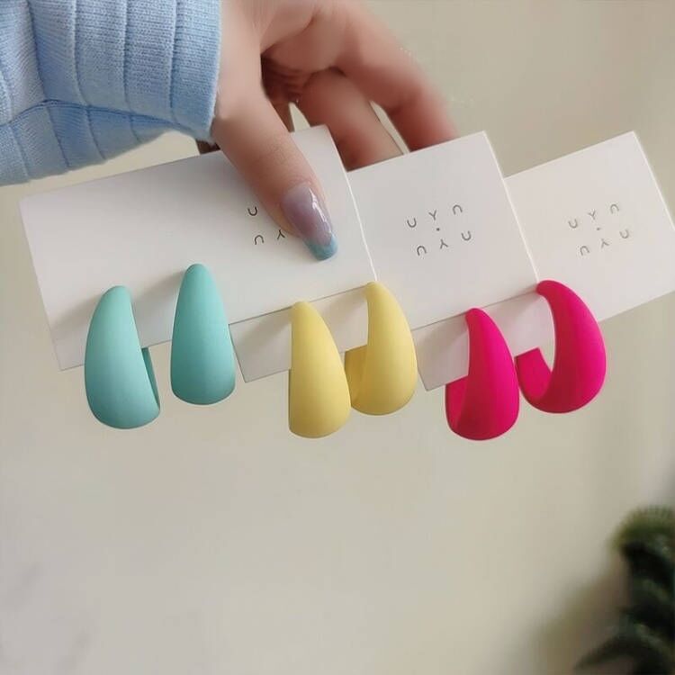 Candy Color Versatile C-shaped Earrings Exaggerated Studs For Women