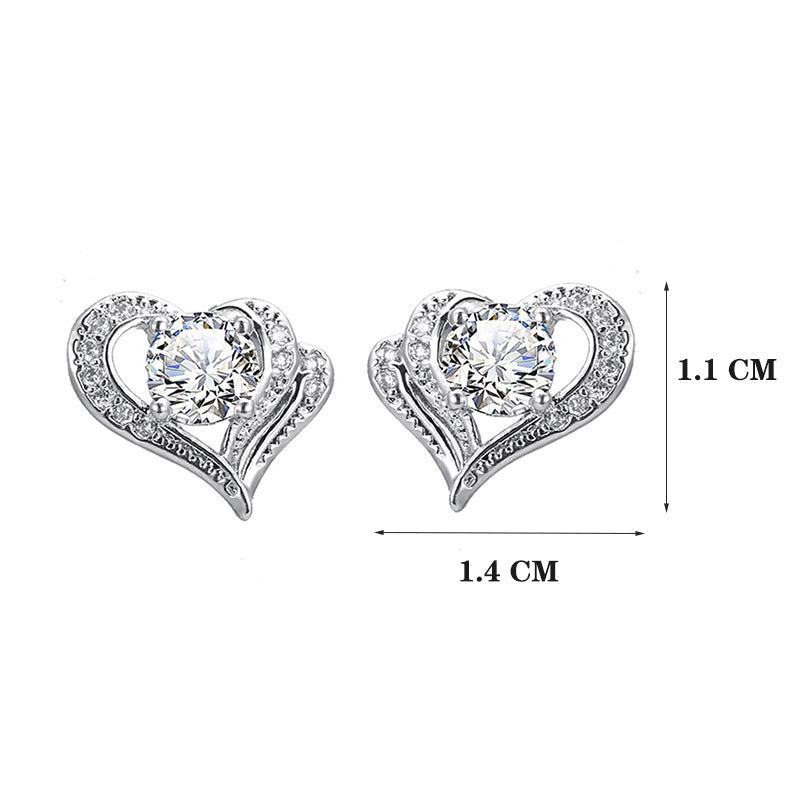 Fashion Hollow Heart Rhinestone Stud Earrings For Women