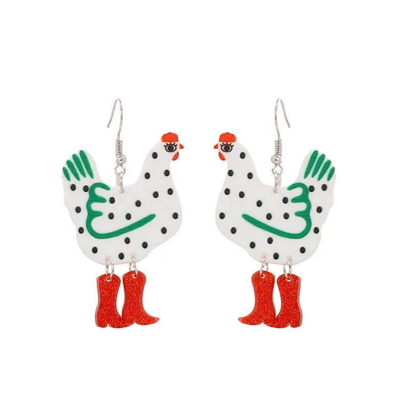 Creative Chicken Dangle Earrings For Women Acrylic Dot High-heeled Shoes Rooster Earrings Aesthetic Jewelry