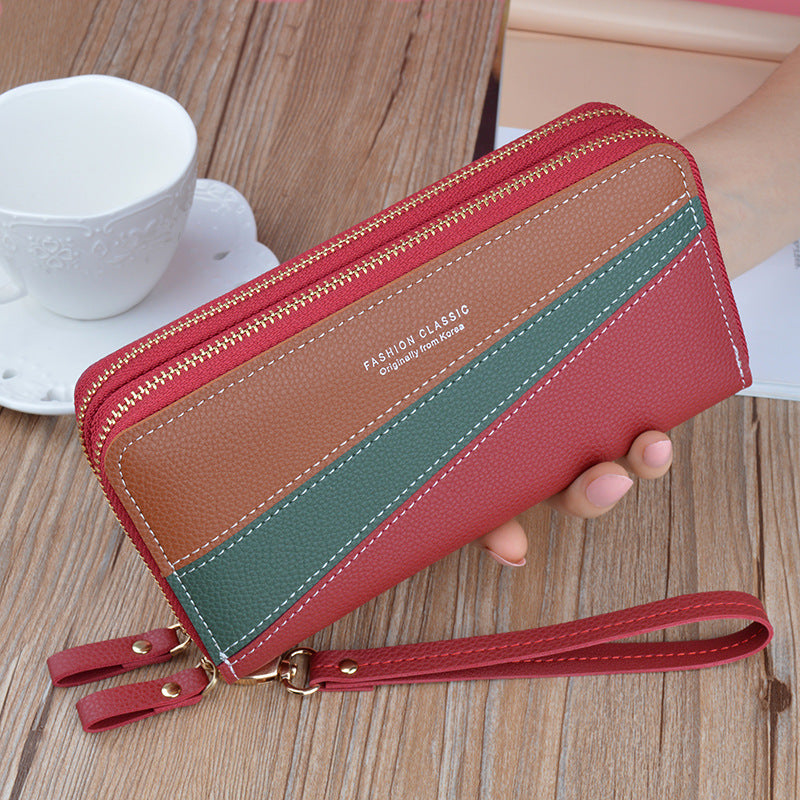 Double zipper wallet ladies long style hand bag