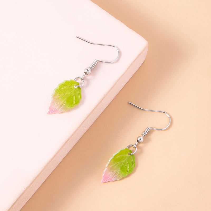 Boho Yellow Green Leaves Pendant Earrings For Women Girls Gifts