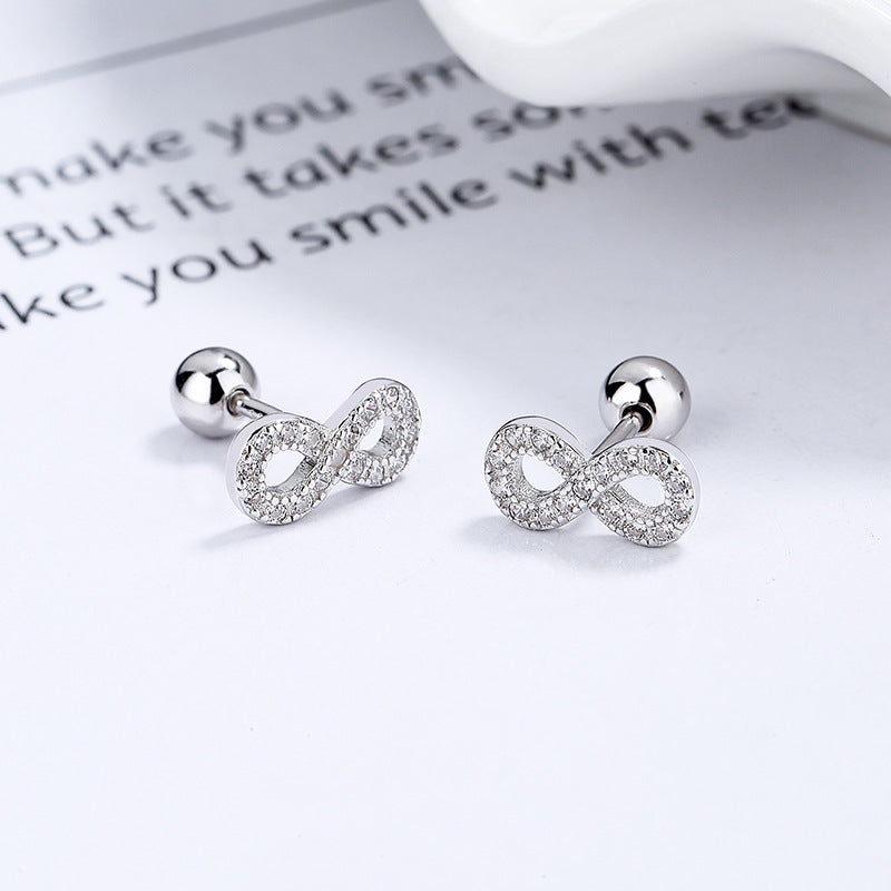 925 Sterling Silver 8 Thread Stud Earrings For Women