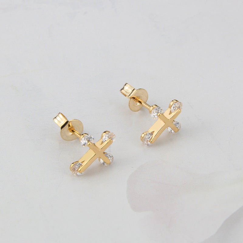 925 Silver Nails New Simple Inlaid Zirconium Earrings For Women