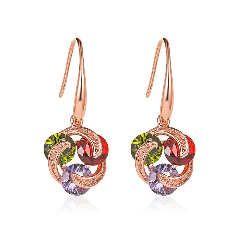 Earrings Ladies' Temperament Micro-inlaid Zircon Earrings Women