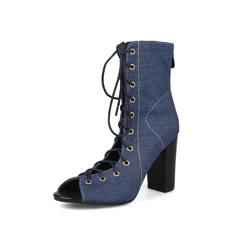 Denim high heels