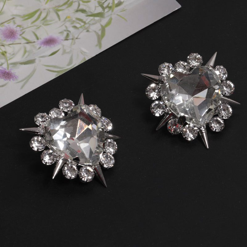 925 Silver Needle Heart Stud Earrings For Women