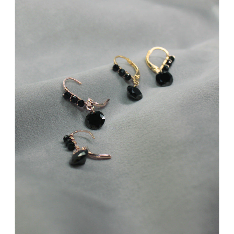 Black Spinel Zircon Stud Earrings For Women