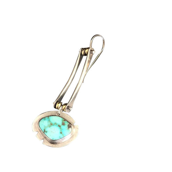 Asymmetric Turquoise Natural Gemstone Long Color Separation Earrings For Women