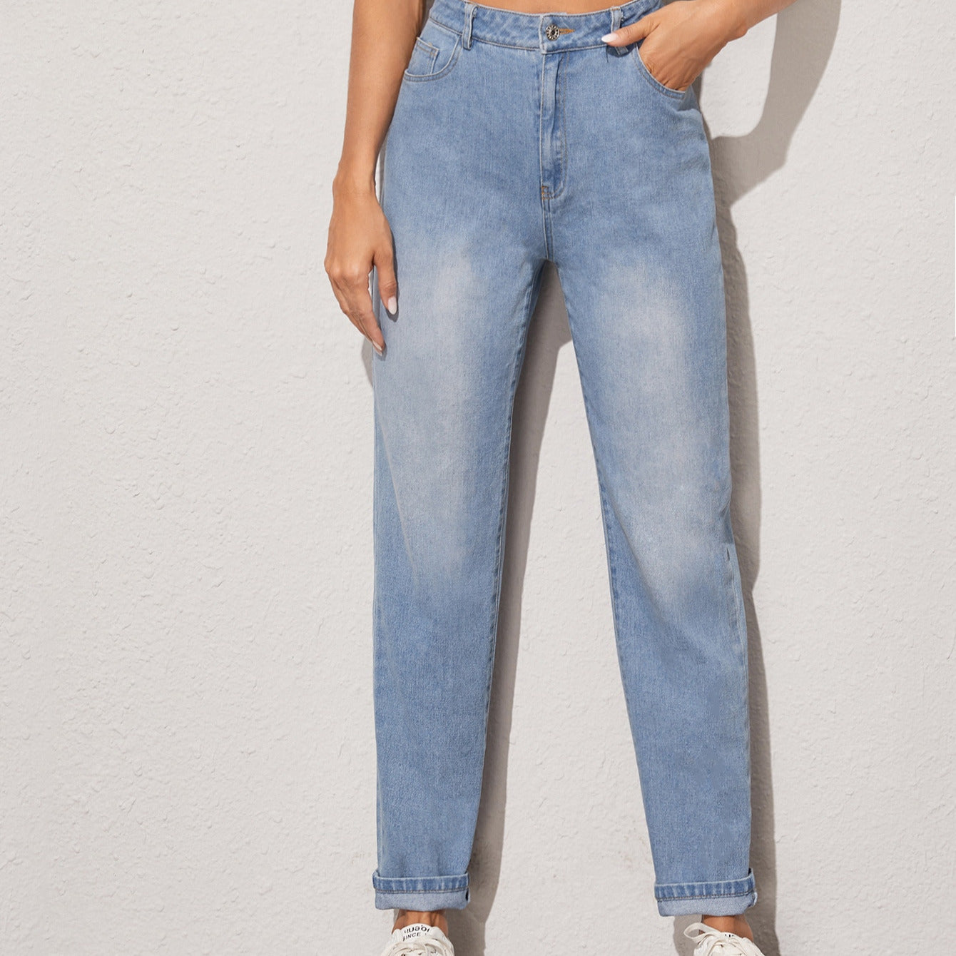 Women's European And American Ins Fashion Retro High-waisted Denim Straight Trousers