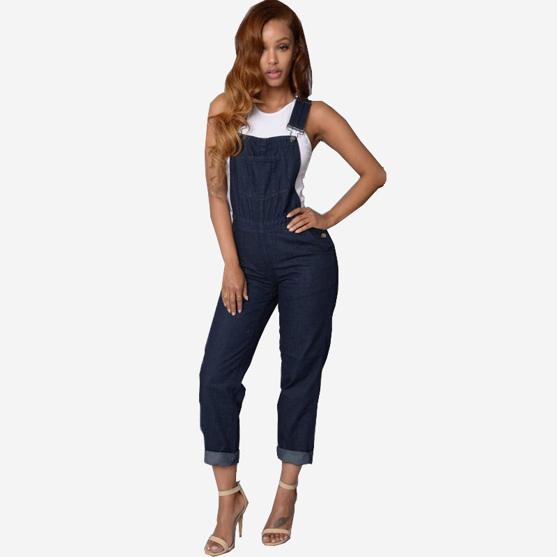 Women's New Fashion Casual Denim Jumpsuit Looks Thin