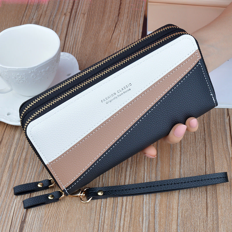 Double zipper wallet ladies long style hand bag