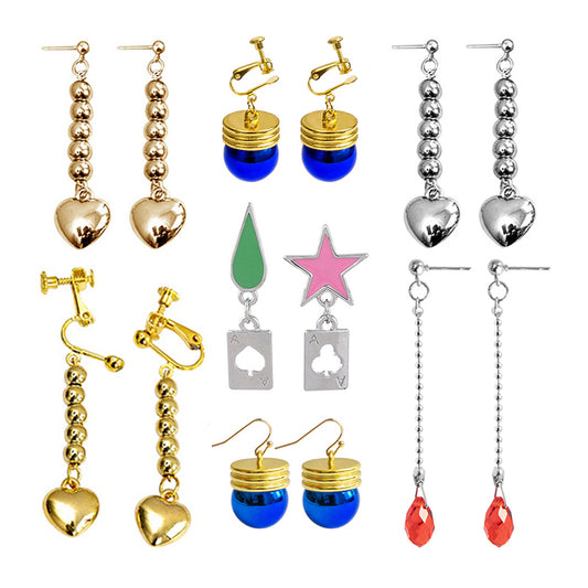 Anime HUNTER X HUNTER Hisoka Earrings Star Teardrop Poker Heart Pendant Earrings For Women